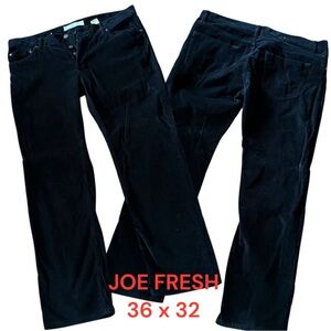 👛 (ANY 2/$30) JOE FRESH Black Corduroy Button Fly Jeans 36x32